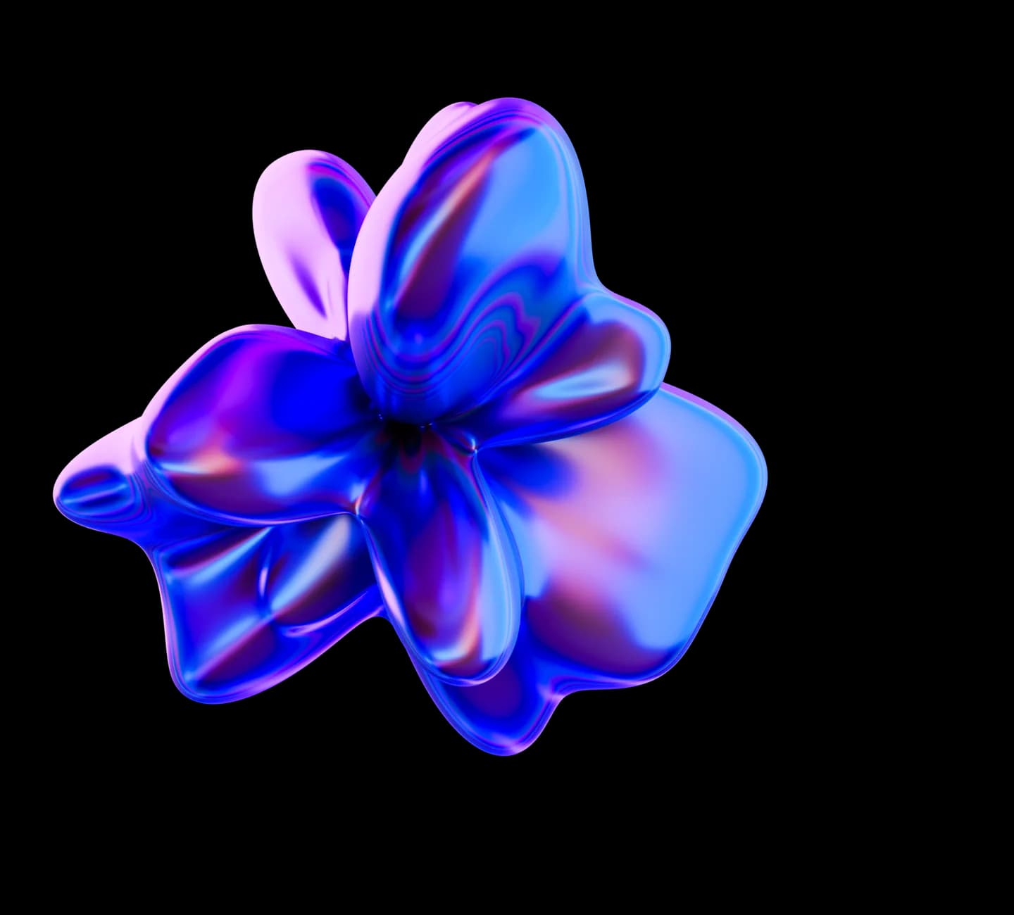 Forma tridimensional orgánica de NovaNet en tonos violeta y azul